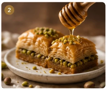 Baklawa pistache nappé de miel